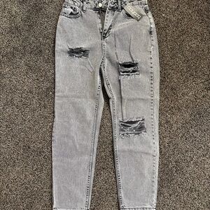 Boohoo Gray Distressed Women's Jeans